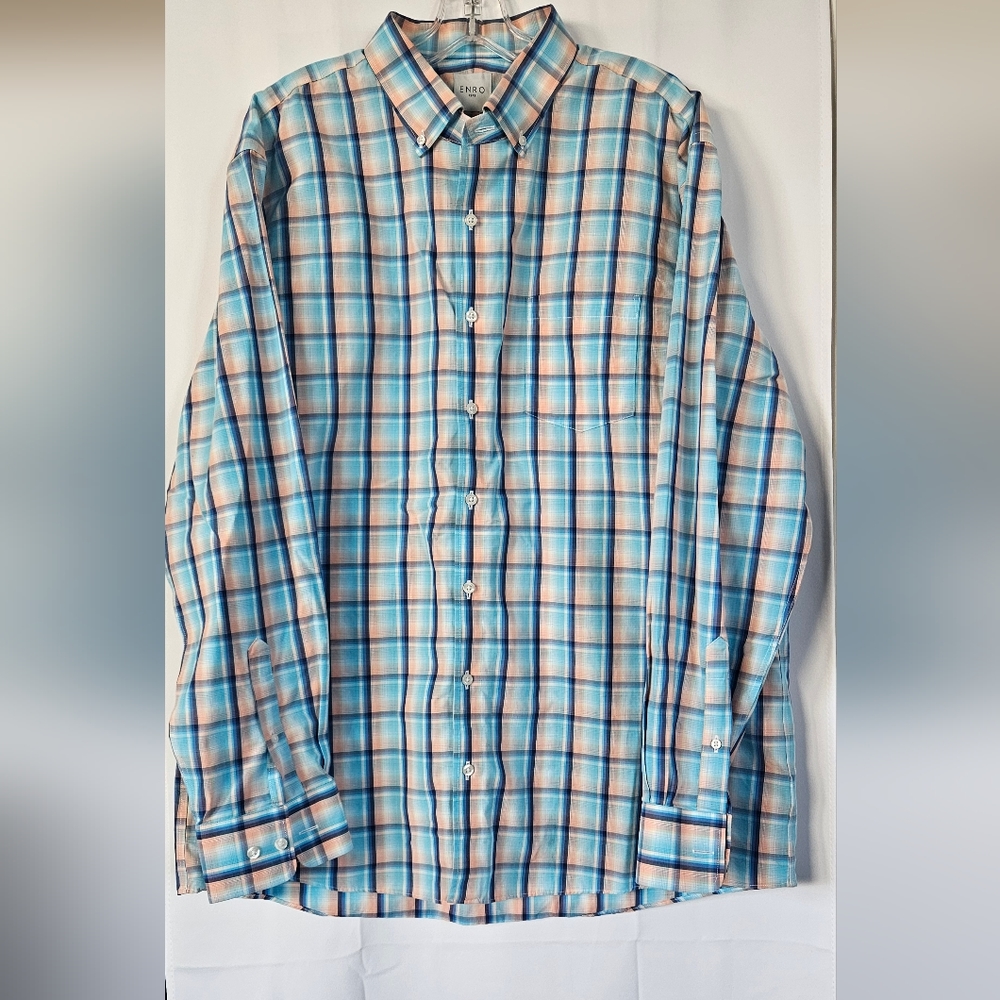 Enro mens‎ long sleeve plaid button down shirt size xxl